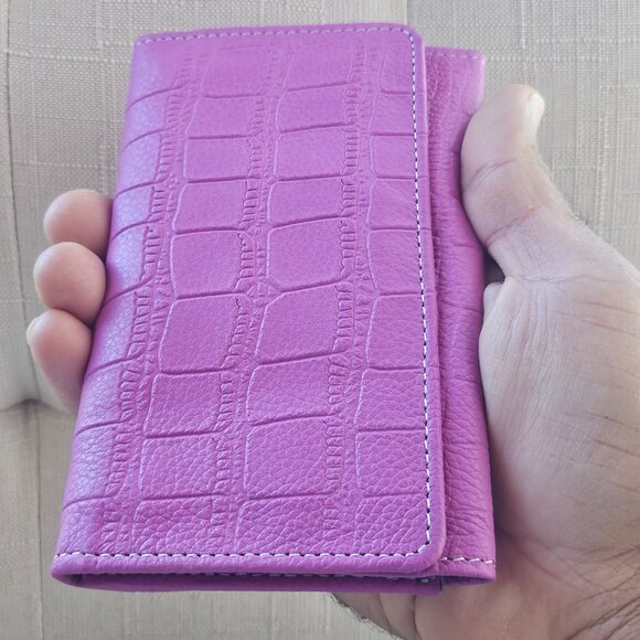 Passport Holder Pink Genuine Leather Purse Wallet Card Holder Multi Compartments - Picture 7 of 13